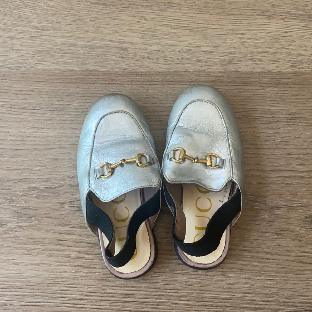Silver Gucci slides